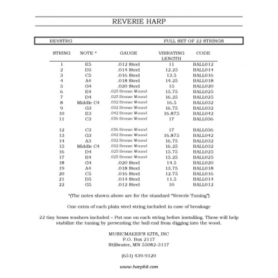 Harp String Chart