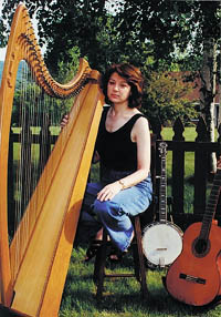 Pixie with her Gothic harp